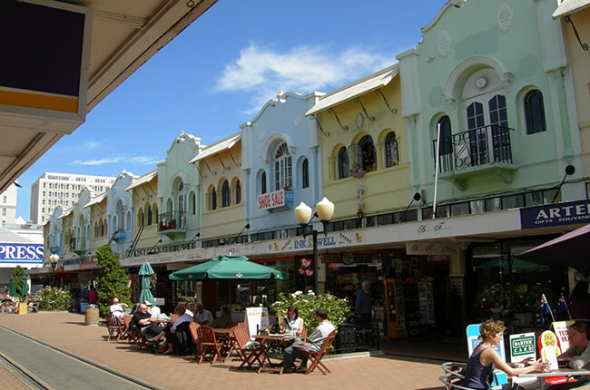 centre of Christchurch, with classic shops on the high street